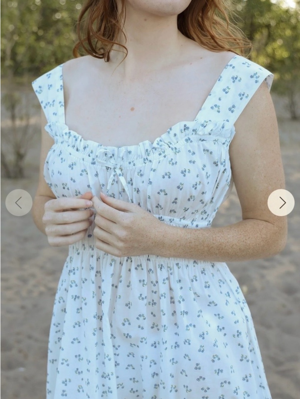 Atelette Helene Dress - NWT Light Blue Floral Smocked Sundress